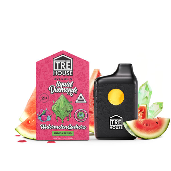 watermelon gusherz liquid diamond live rosin 3 5gram vape disposable trehouse